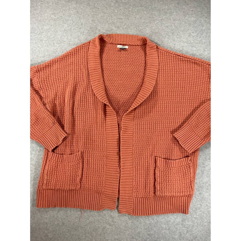 American Eagle Women XXL Terracotta Orange Waffle Knit Open Cardigan 2561